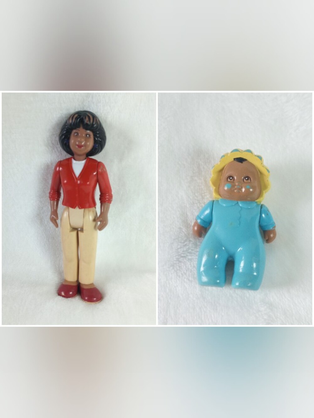 Vintage Little Tikes Family Doll House Black African American Mom and Baby Lot 2